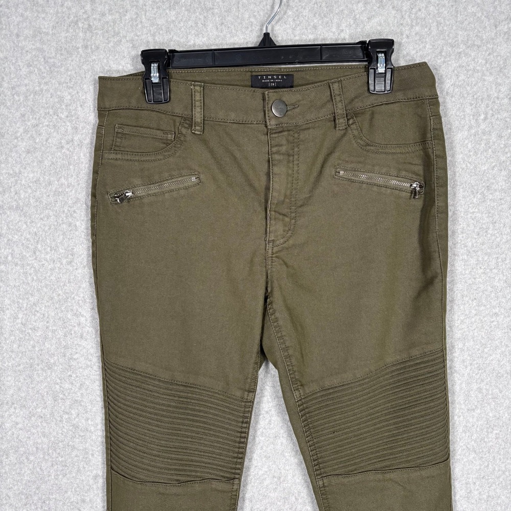 Tinsel Stacked Moto Pants Jeans Size 29 Ankle Zippers Grunge Punk Army Military